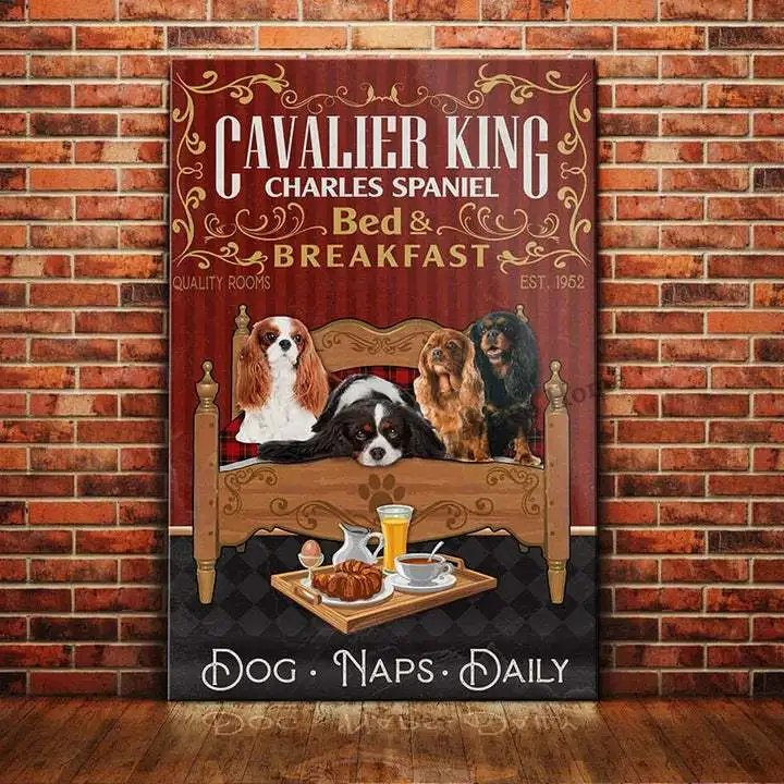 Cavalier King Charles Spaniel Dog Animal Metal Sign Tin Plaque Coffee Retro Wall Home Bar Pub Vintage Cafe Decor,tin decor