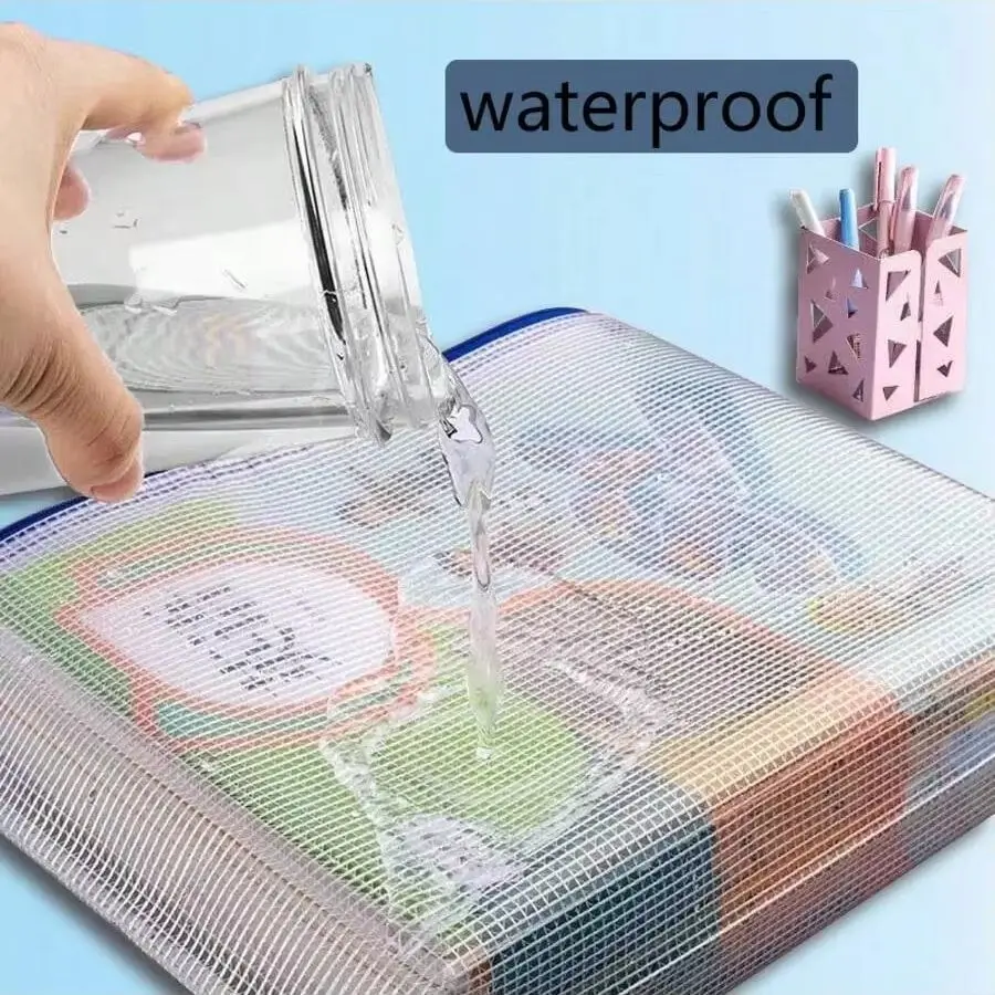 Large A4 Zipper File Bag Waterproof Student Test Paper Bag Company Data Ticket Sorting Bag