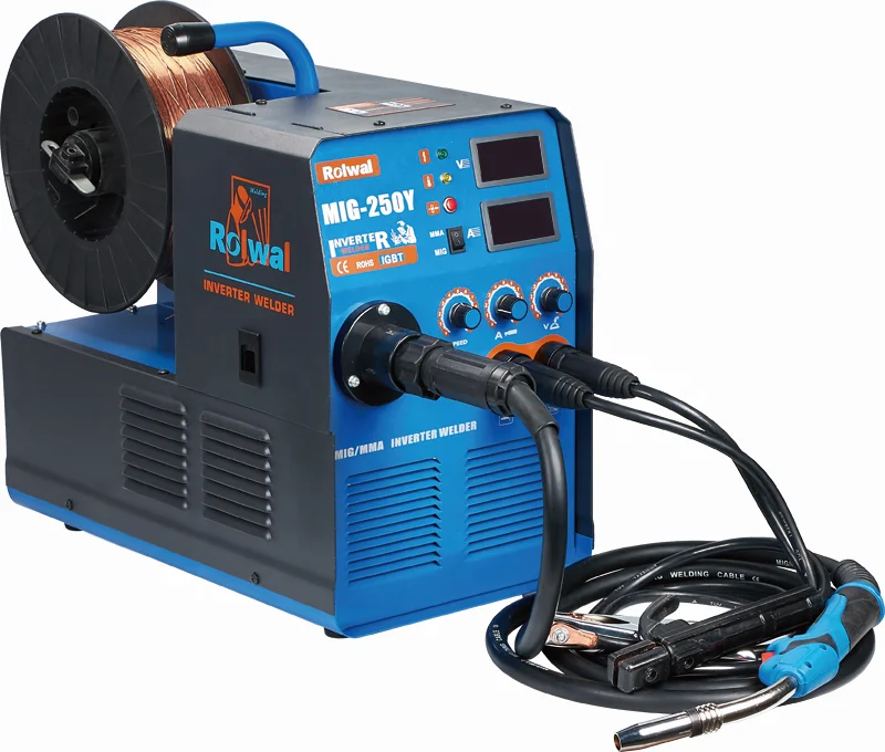 

Rolwal Gas Gasless IGBT Electric Arc Welders Inverter Co2 Mag Mig Welding Plant Welder Machine 200 Amp 250 Amp MIG Welder