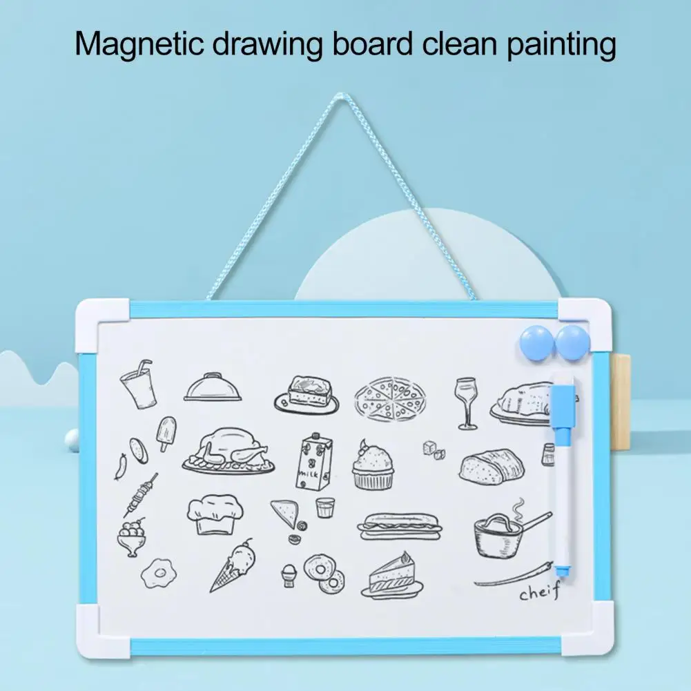 Доска для сухого стирания в классе, набор магнитных досок с подвесной веревкой, рамка из ПВХ, гладкая поверхность для письма, пряжки для ручек, идеально подходит для дома
