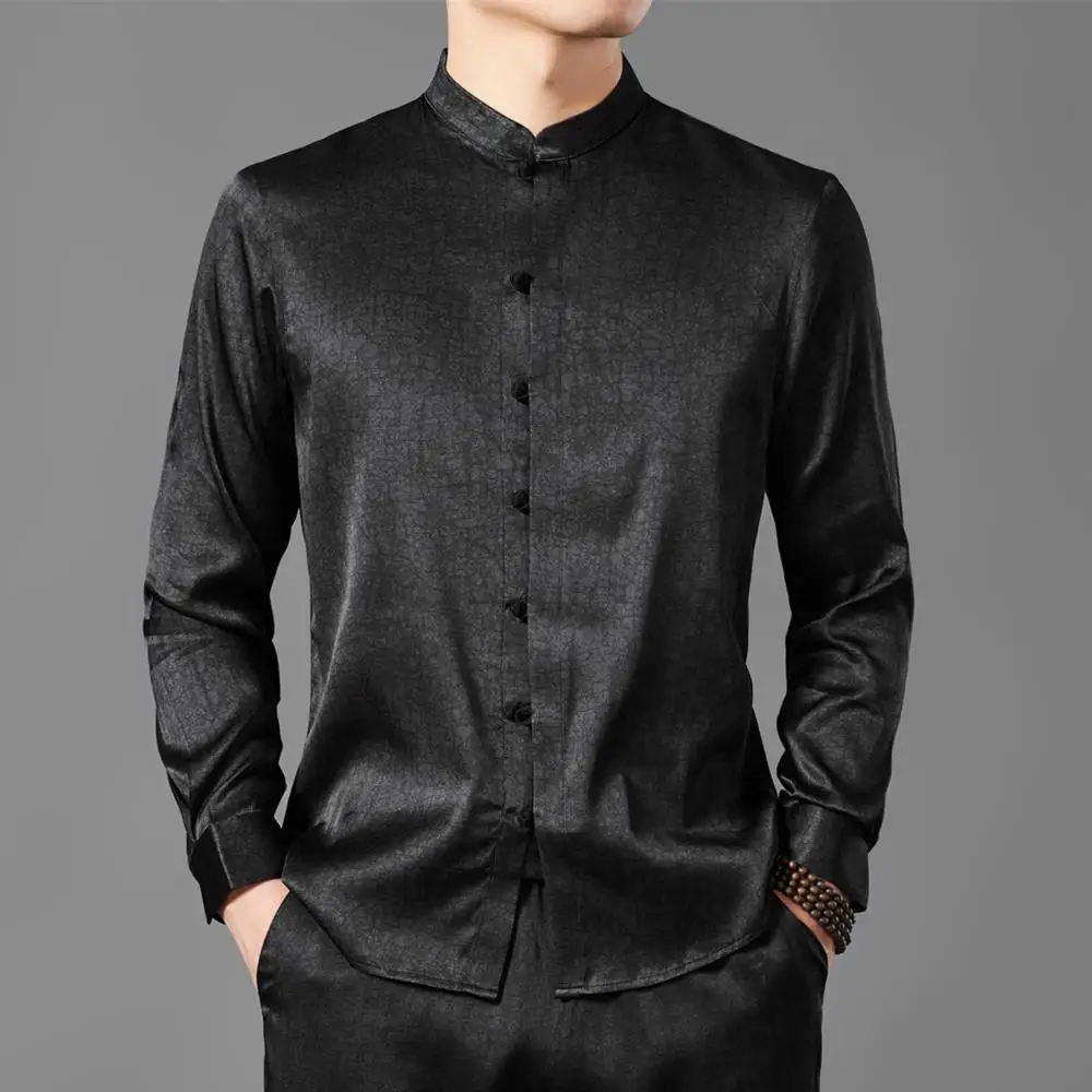 Luxury Lightweight Frog Shirts For Men Long Sleeve Chinese Style Summer Quality Silk Blends Coolness Exquisite Camisas De Hombre