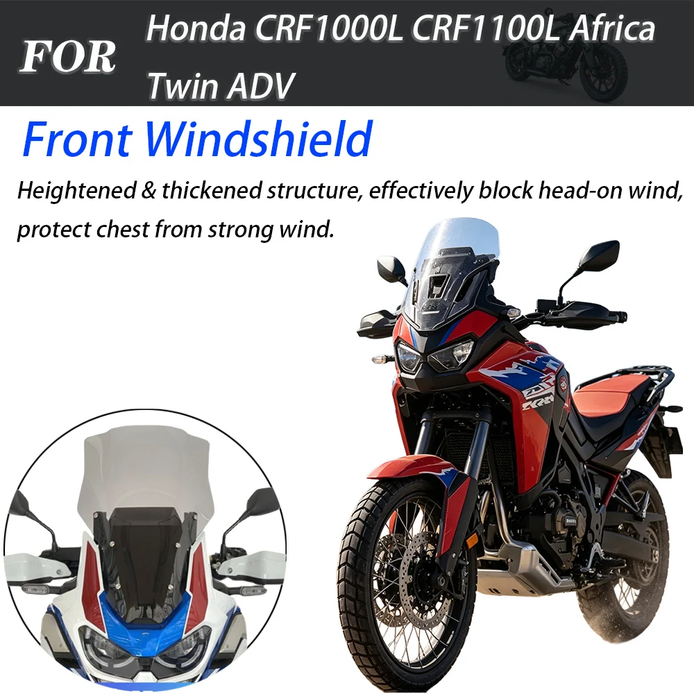 For Honda CRF1000L CRF1100L Africa Twin ADV Motorcycle Modified Heightened Front Windshield Windscreen Touring Accessories