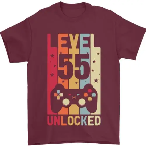 55th Birthday 55 Year Old Level Up Gaming Mens T-Shirt 100% Cotton