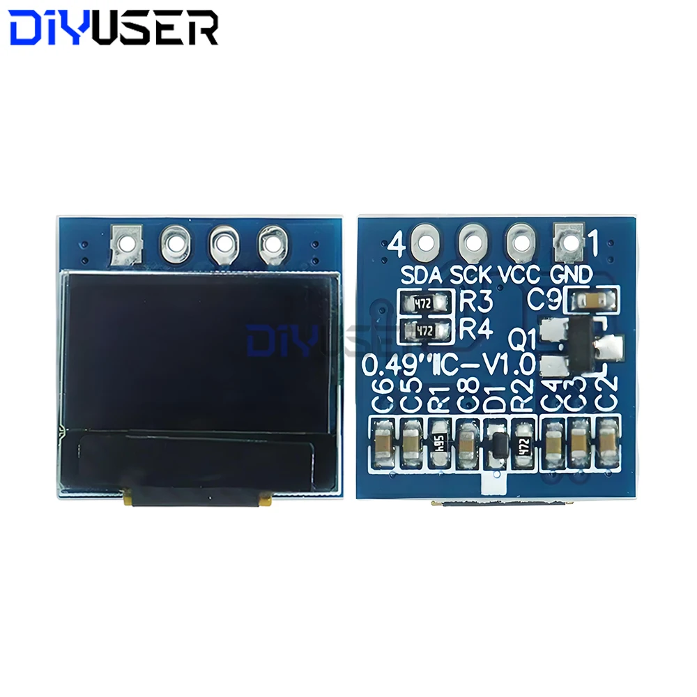 0.49 Inch OLED Display LCD Module White 0.49" Screen 64x32 I2C IIC Interface SSD1306 Driver for Arduino AVR STM32