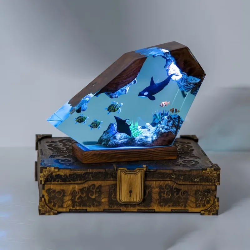 

Sea World model ornaments resin night light killer whale and turtle resin bedroom ocean light birthday gift