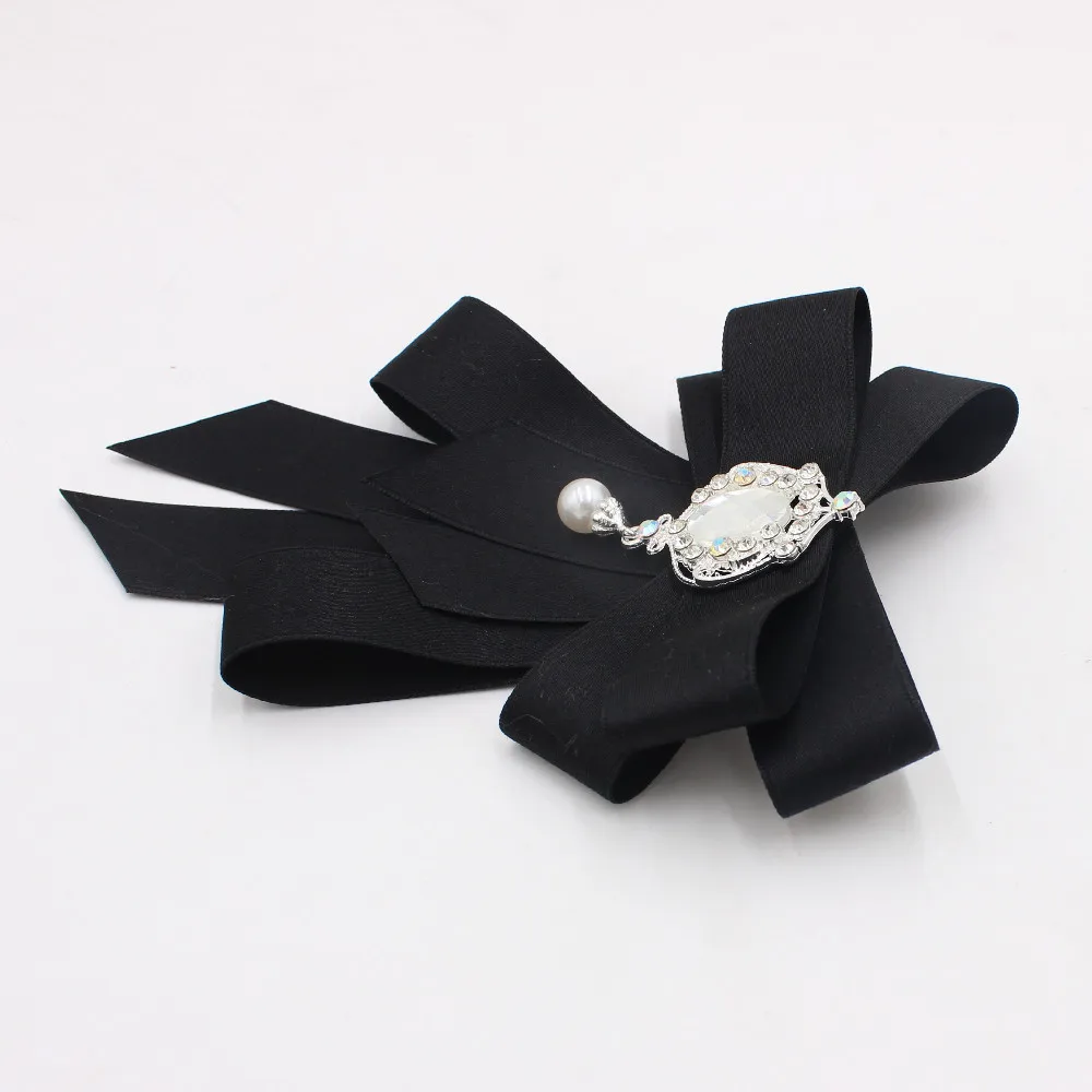 Handgemachte Mode schwarz Band Fliege Strass Kristall Stoff Stoff Luxus Hochzeits kleid britische Schulmädchen Geschenk für Frauen – Detail 19