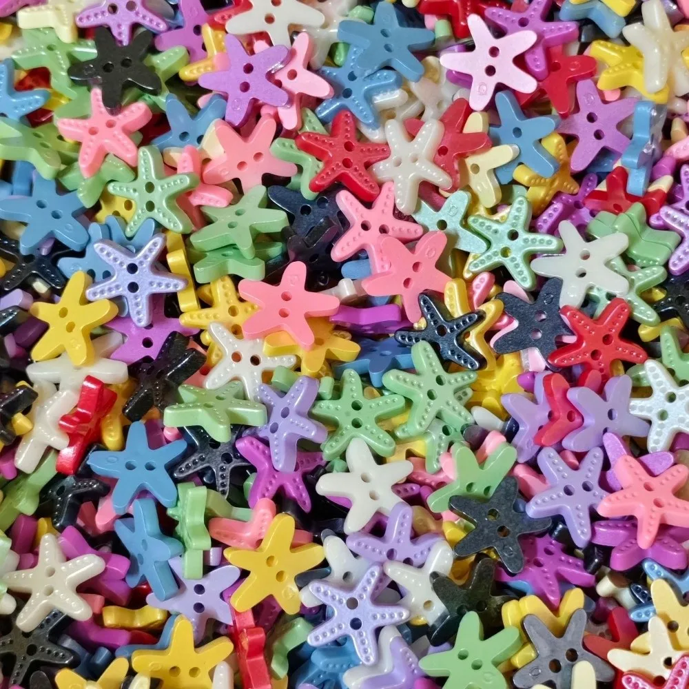 40 Botões Decorativos Coloridos de Estrela-do-mar, Criativos e Fofos, Botões de Resina Imitação de Concha, Botões Modernos para DIY, Roupas e Casacos