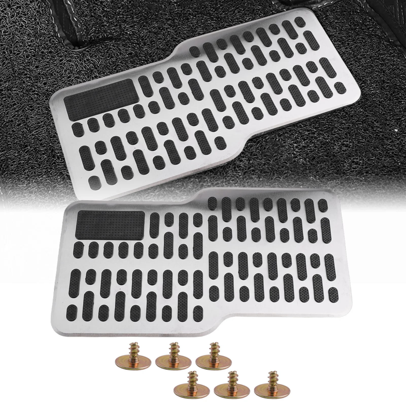 Car Foot Pedal Heel Pad Stainless Steel Non-slip Stainless Heel Pad Car Foot Rest Pedal Plate Floor Repair Protective Foot Mat