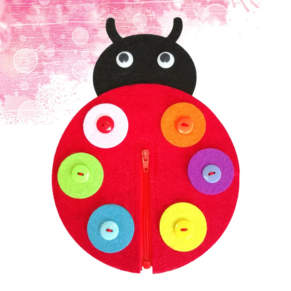 

1pcs Children's Felt Non-woven Educational Toy Ladybird Zipper Sewing Buttons Game Kindergarten DIY Weave Cloth Handmade Toys