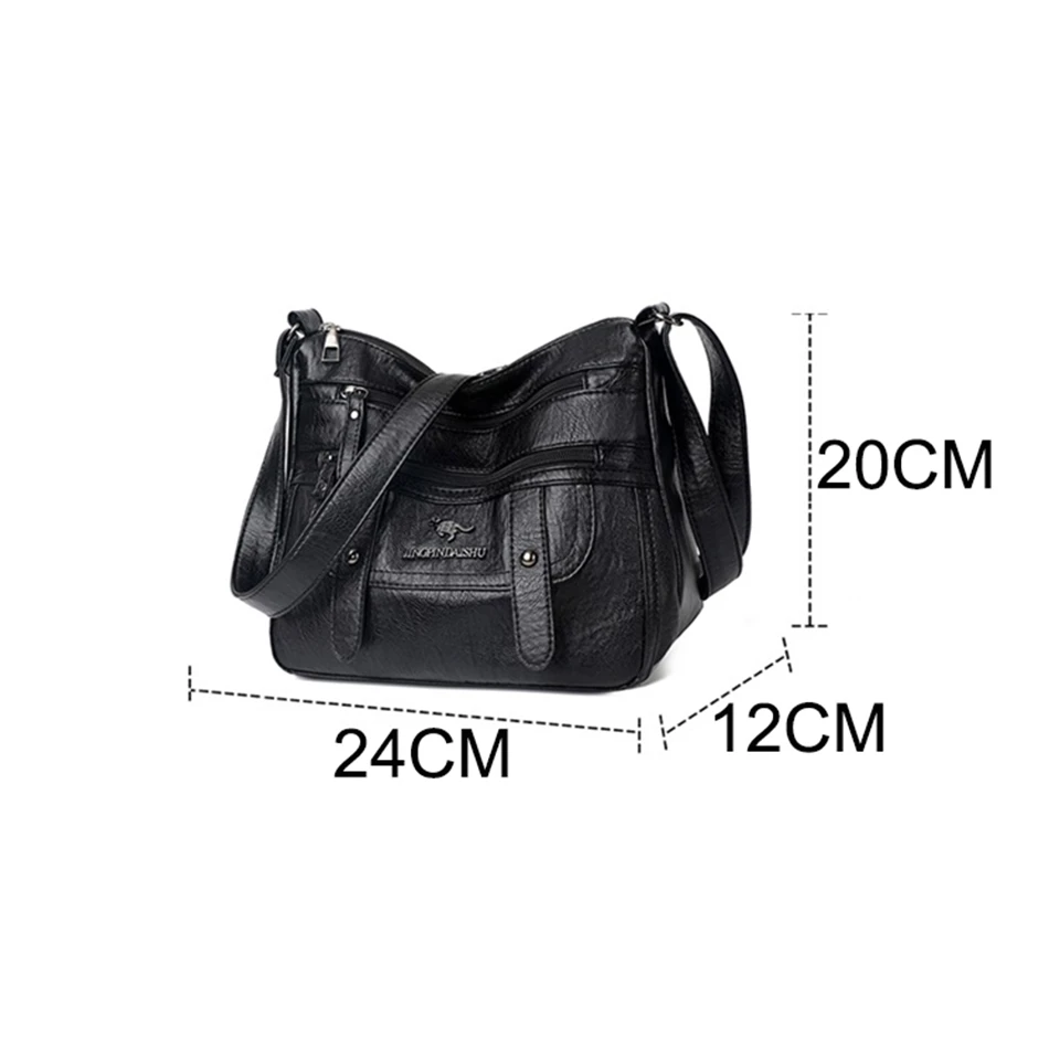 Many Pockets Shoulder Crossbody Bags for Women  Luxury Designer Handbags Fashion Versatile High Quality Soft Leather Ladies Bags