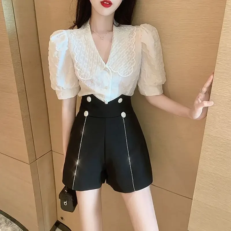 Short Sets For Women 2 Pieces Chic And Elegant Summer Woman Shorts Formal Ensembles Cheap Korean Style Offers Full Classic Kit