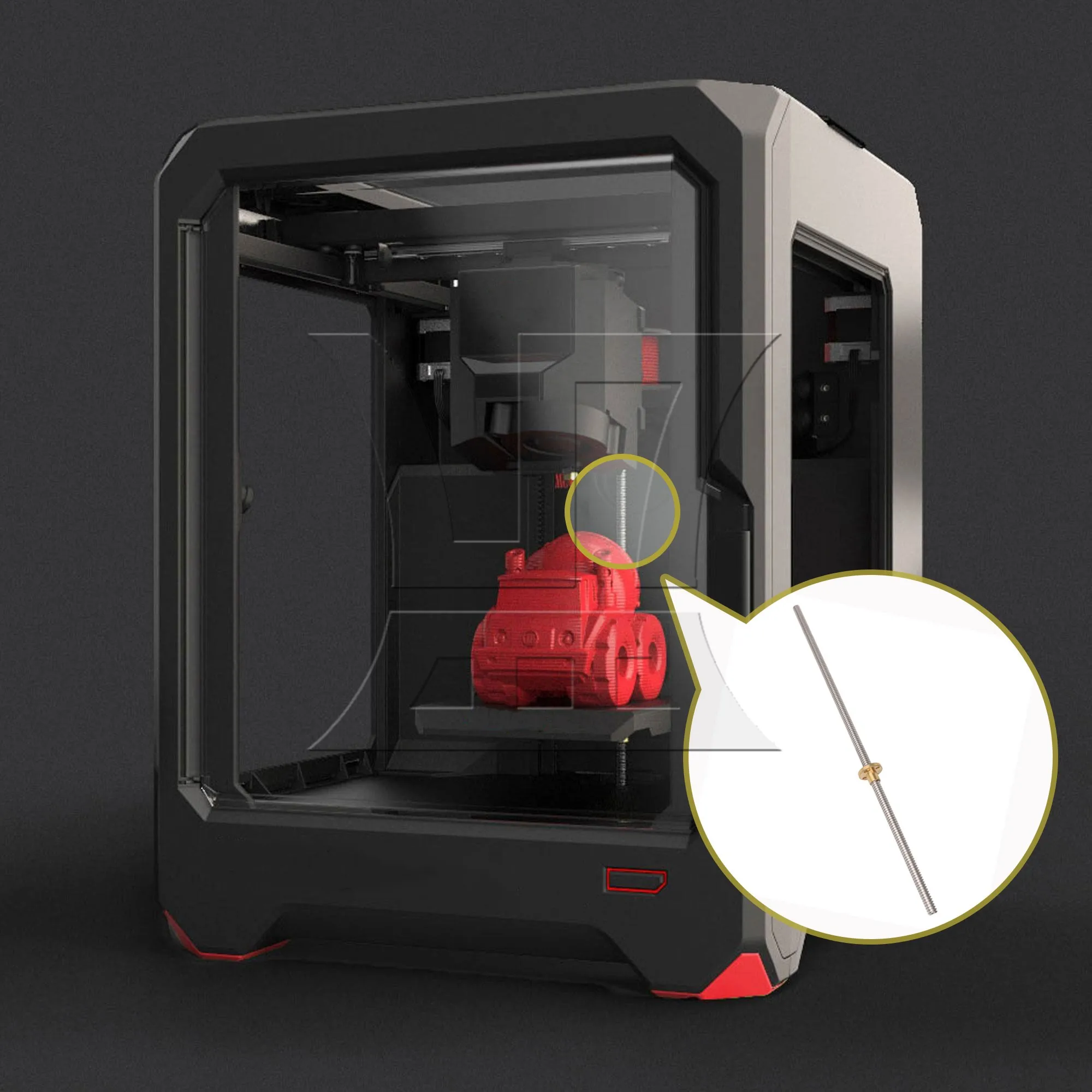 

CNBTR 500mm Length 2mm Stainless Steel Lead Screw with Brass Nut for 3D Printing