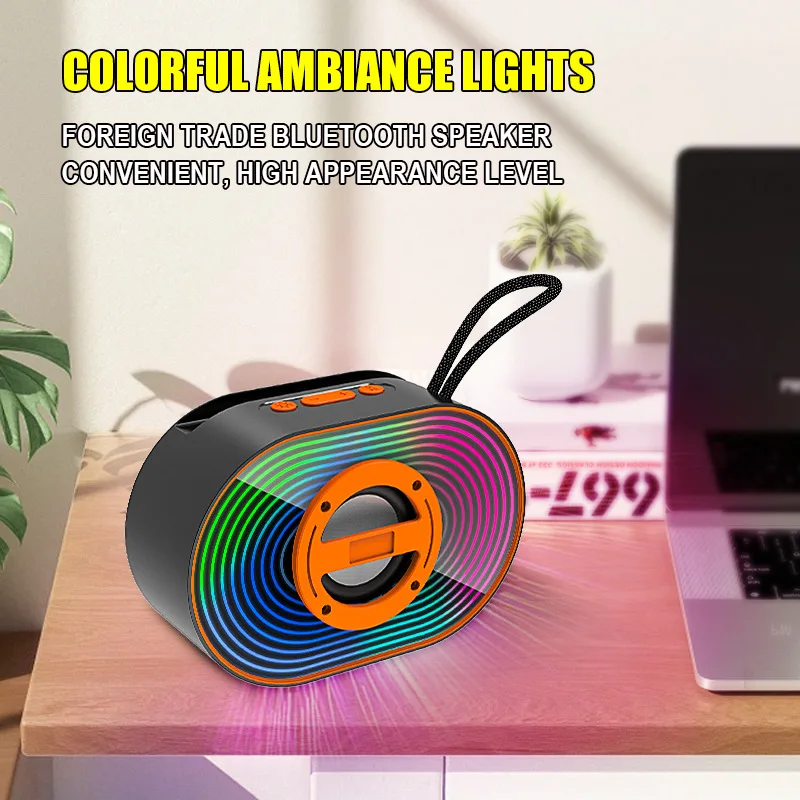 Mini Atmospheric Mirror Lighting Outdoor Subwoofer Stereo Wireless Bluetooth Speaker High-value Gift FM Radio Support TFcard USB