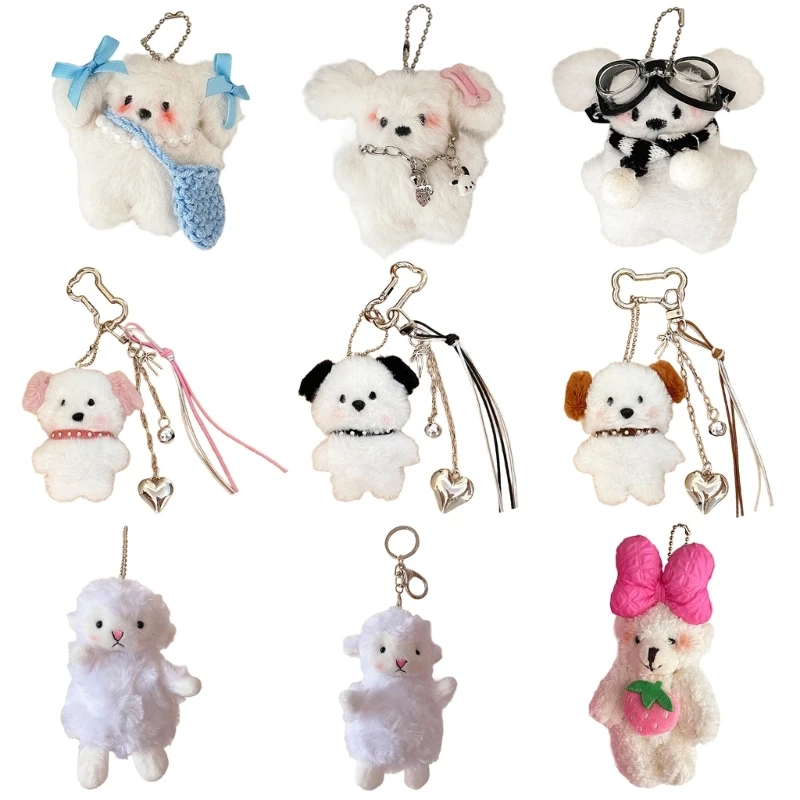 23GD Portable Dog Dog Charchain Charchain With Blue Bowknot và Mini Túi Độ bền Kimt Clasp cho lô Trang trí xe hơi