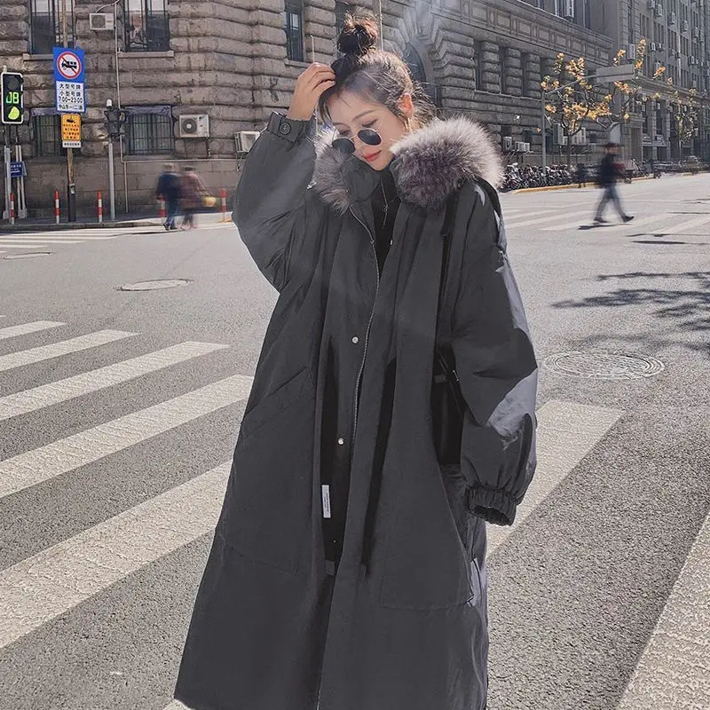 

2025 Winter New Women's Down Cotton Jacket Commuter Hooded Workwear Parker Cotton Jacket