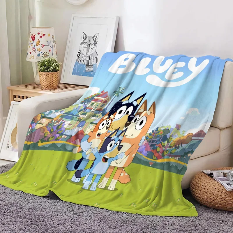 Bluey Cartoon Anime flanelowe Blanketbluey koc rodzinny domowa Sofa przerwa na Lunch koce dla dzieci koce dla studentów na drzemkę