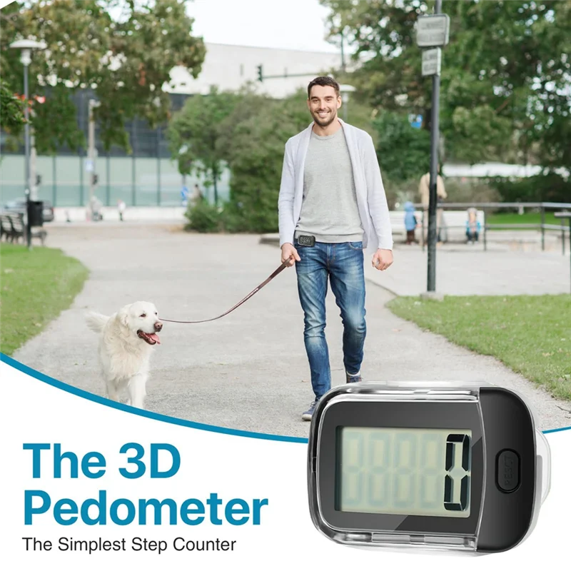 -A90P 3D Pedômetro Walking Step Counter Grande display LCD para passos e milhas ou andando com distância
