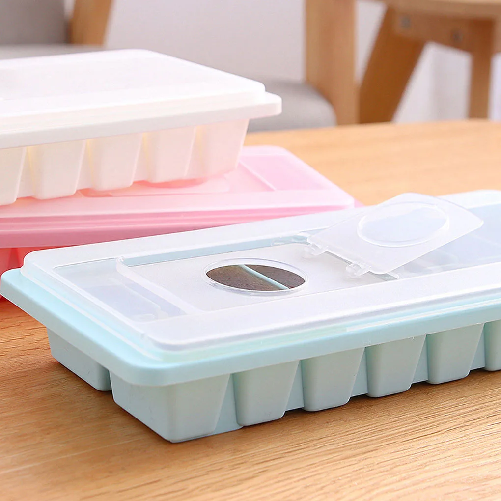 16 Grids Ice Cube Tray Cool Freeze Mold Maker with Cover Household Plastic Ice Block Mould