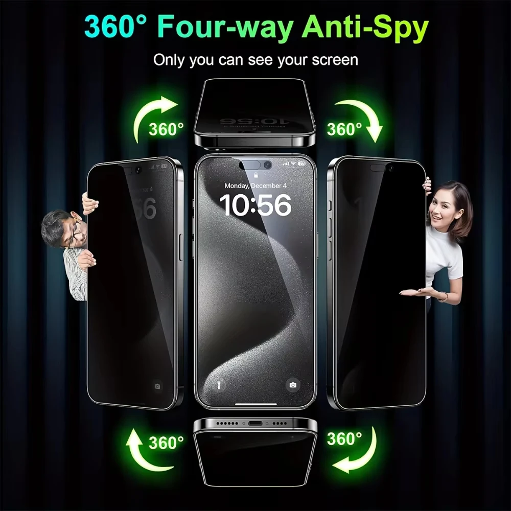 1-3Pcs 360 Privacy Tempered Glass For iPhone 18 Pro 17 16 15 14 13 Pro Max Glass Film iPhone 14 Plus Anti-spy Screen Protector view 5