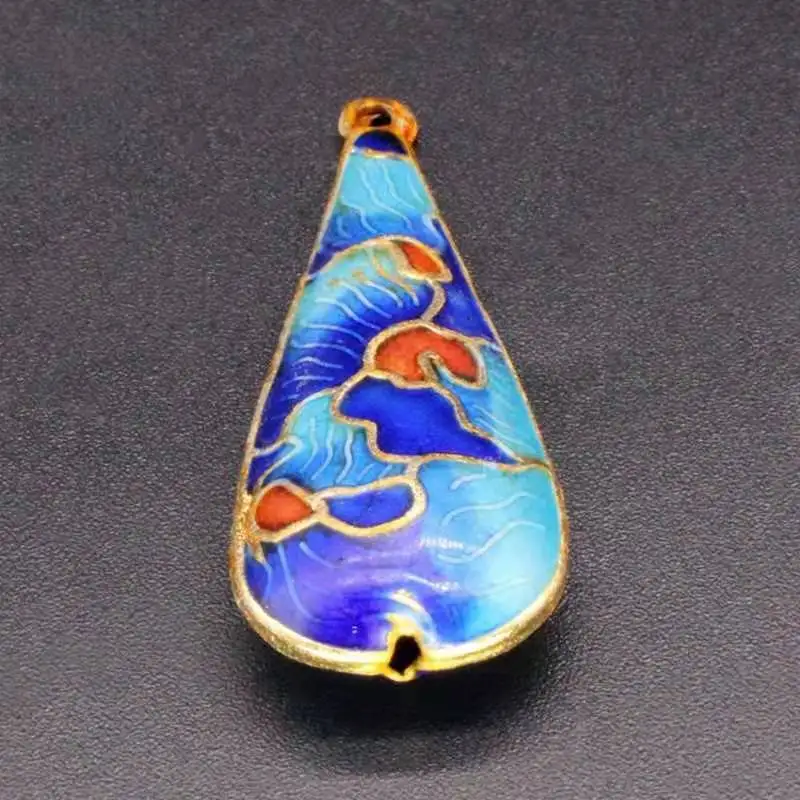 5Pcs DIY Cloisonne Large Teardrop Pendants Enamel Filigree Jewelry Making Charms China Intangible Cultural Heritage