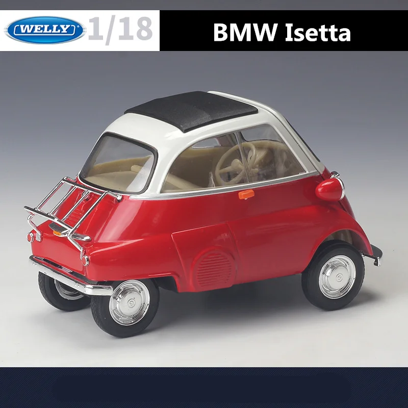 WELLY 1:18 BMW Isetta Egg Alloy Classic Car Model Diecast Metal Toy Retro Mini Car Vehicle Model Simulation Collection Kids Gift