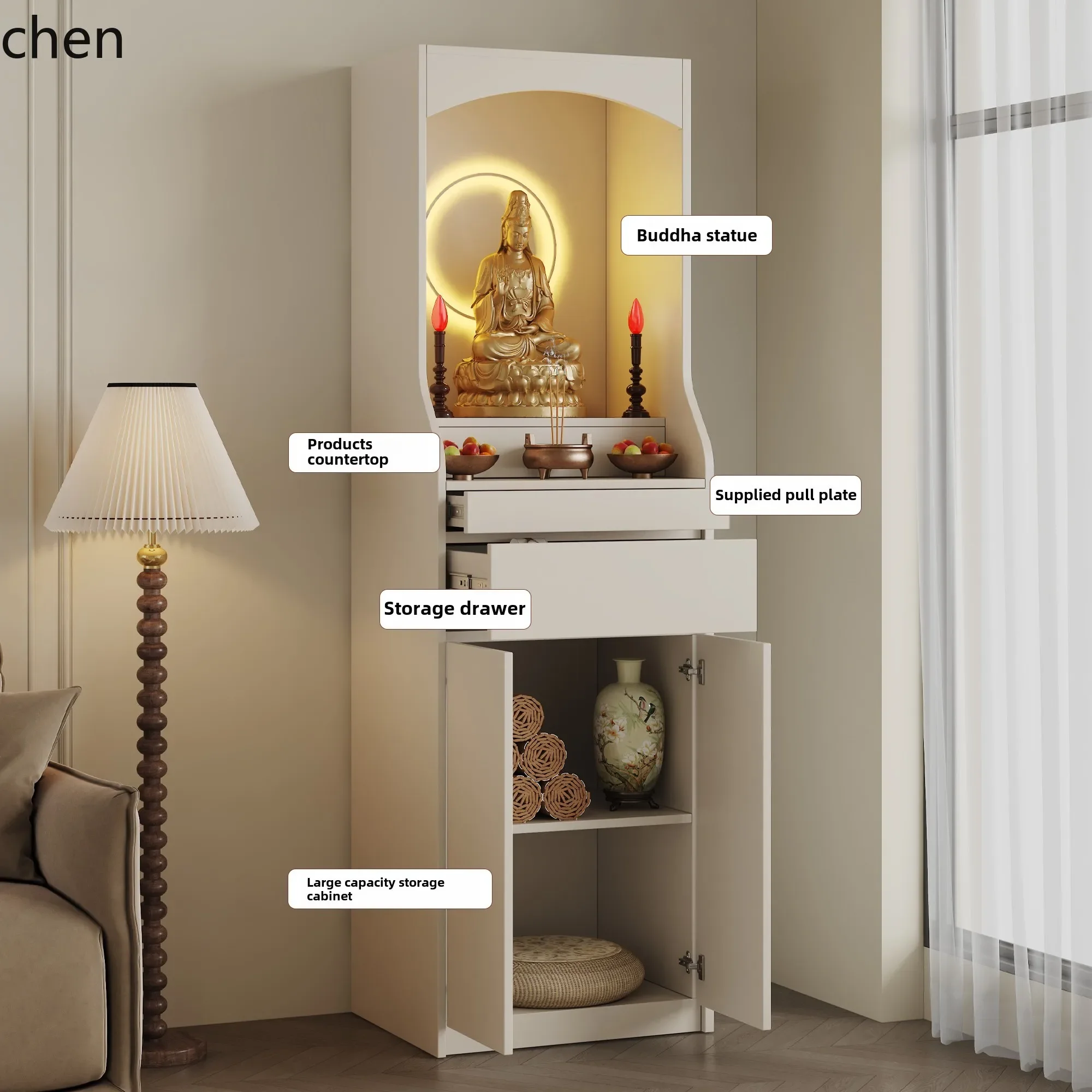 HYS Buddhist shrine offering table, shrine living room, shrine  cabinet, God of Wealth incense , economical household offering