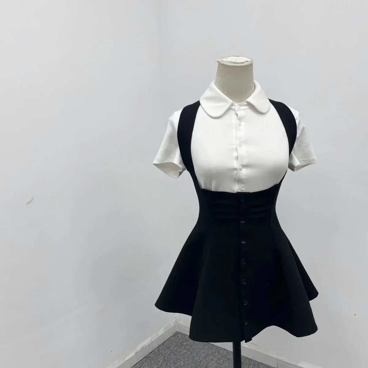 DUOJIHUI Two Piece New Sexy Chic Halter Female Dresses Basic Polo Neck Fashion Button Shirt Slim Simple A-line XS-L Women Dress