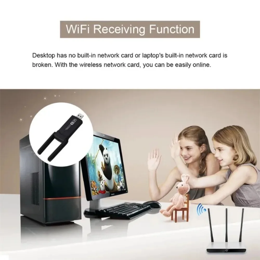 BGGQGG 2.4G 5G 1200Mbps Usb Wireless Network Card Dongle Antenna AP Wifi Adapter Dual Band Wi-Fi Usb 3.0 Lan Ethernet 1200M