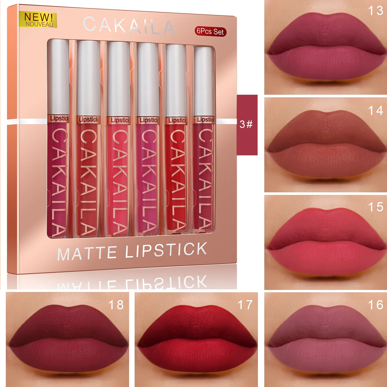 CAKAILA 6 Color Nude Liquid Lipstick Set Velvet Matte Lip Gloss Sexy Red Nude Lip Sticks Makeup Long Lasting Waterproof Lipstick