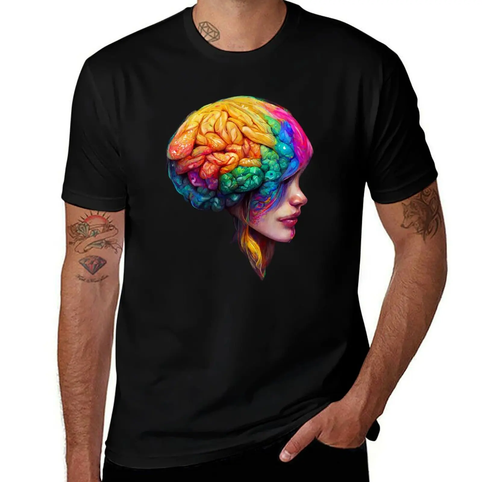 

Креативная красочная футболка с человеческим мозгом, дешевые вещи, персонализированная футболка, роскошная одежда, одежда labubu kawaii, мужская футболка