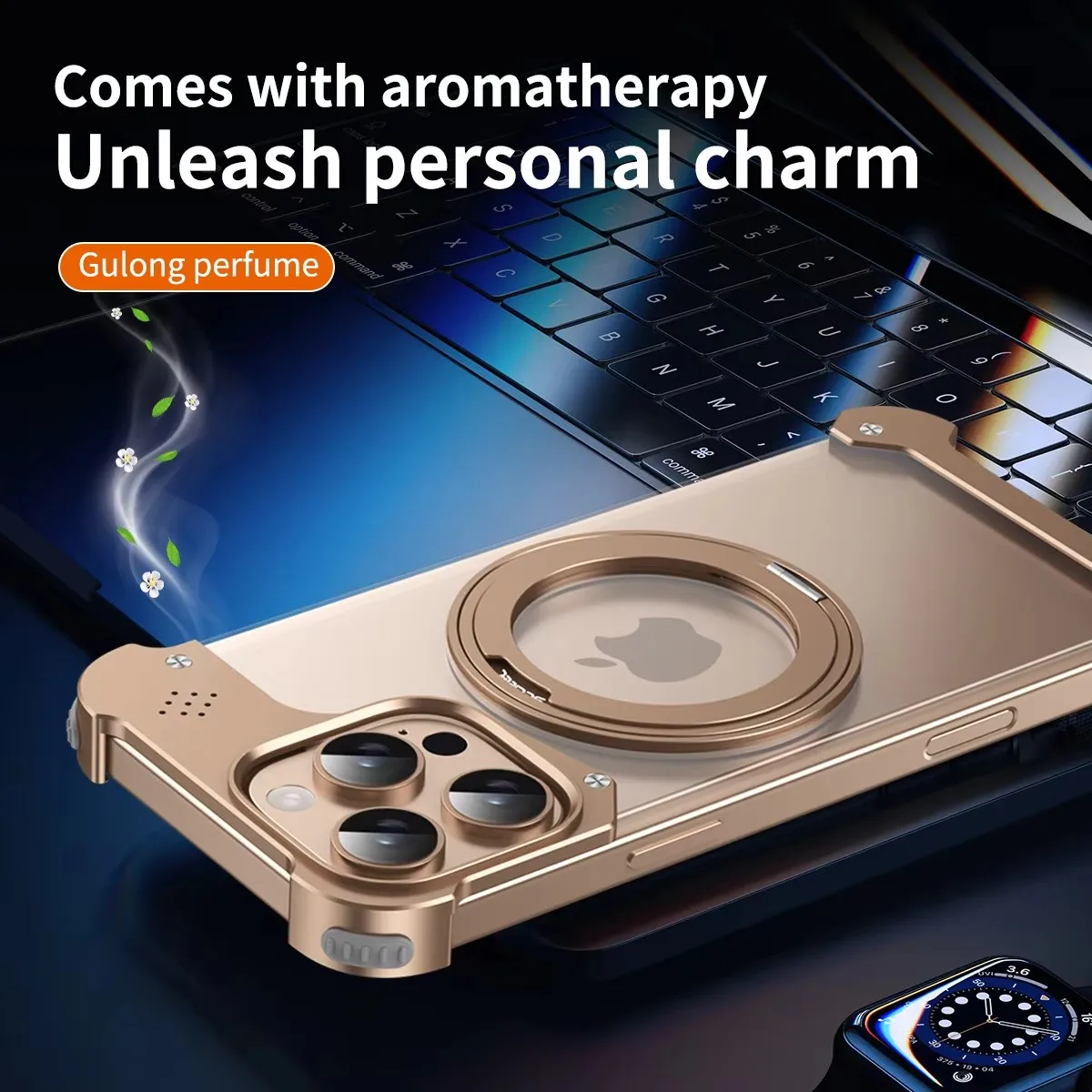 

Phone case Metal Frame Magsafe 360° Holder For iPhone 16 15 14 13 Pro Max 16plus Aluminum Frameless Transparent PC Bumper Cover
