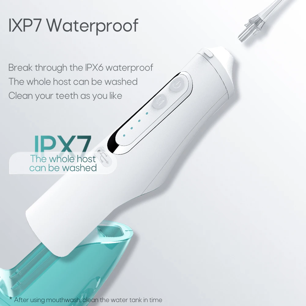 Denxy 4Modes Oral Irrigator USB Rechargeable Water Flosser Portable Dental Water Jet 310ML Water Tank Waterproof Teeth Cleaner