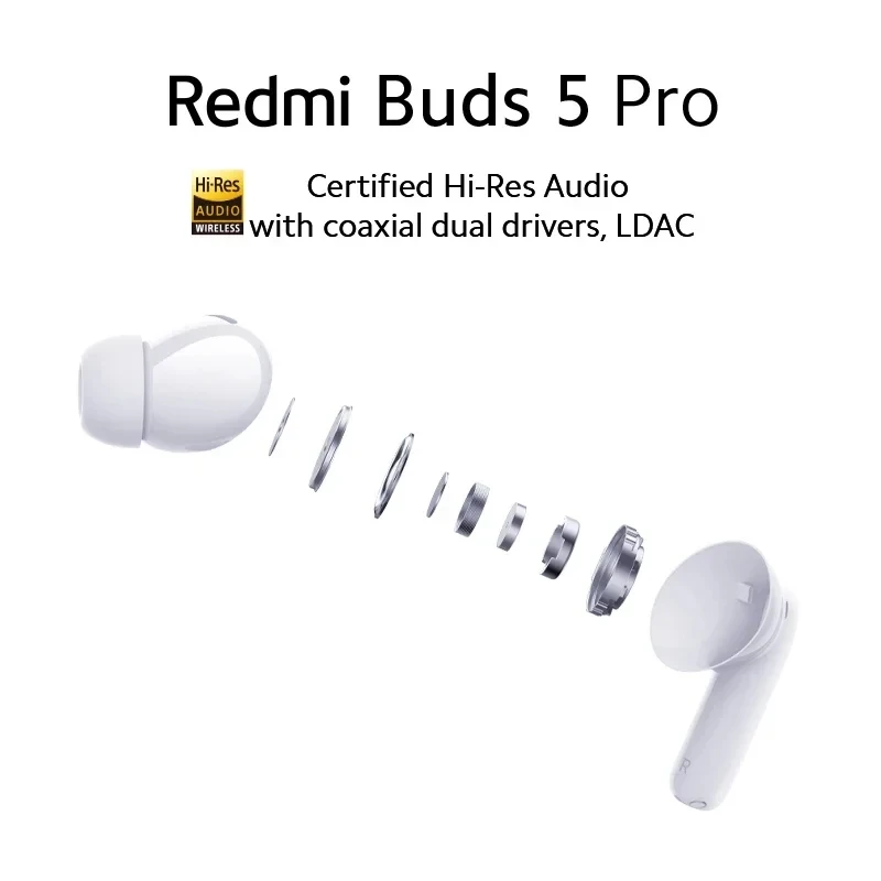 Original Xiaomi Redmi Buds 5 Pro Noise Cancelling Bluetooth TWS Earphone 40H Battery Life Call Anti Wind Noise Xiaomi Earbud