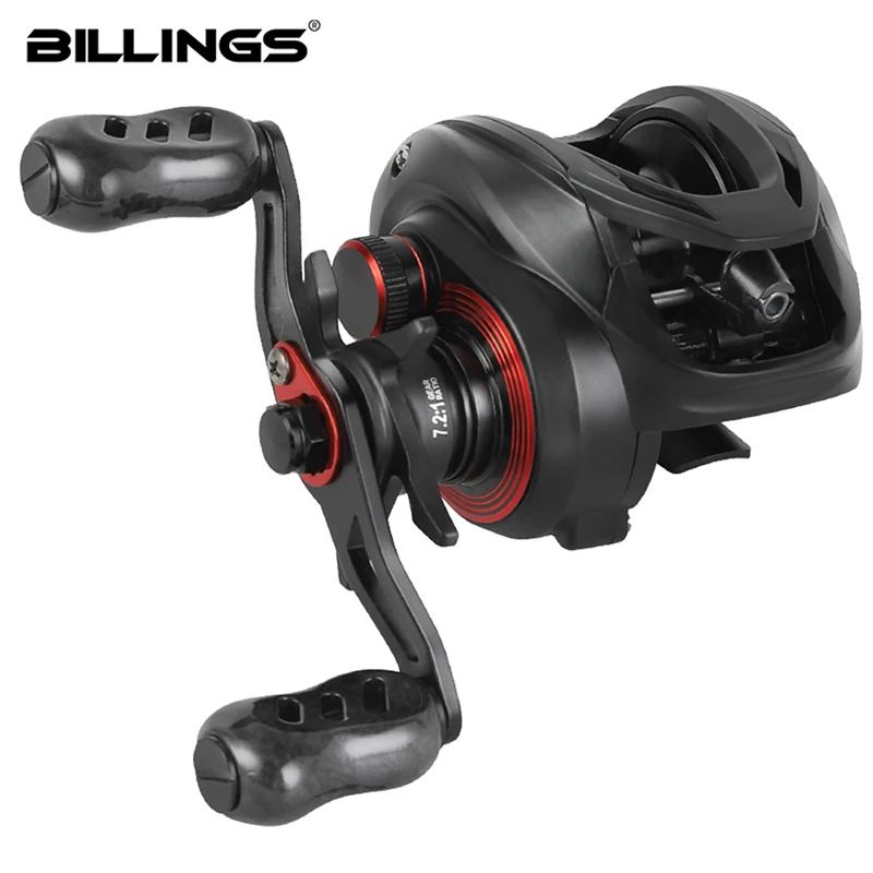 BILLINGS Baitcaster-Rolle, Übersetzungsverhältnis 7,2:1, maximale Bremskraft 8 kg, mit magnetischer Bremse, Baitcasting-Angelrolle für Süßwasser und Salzwasser