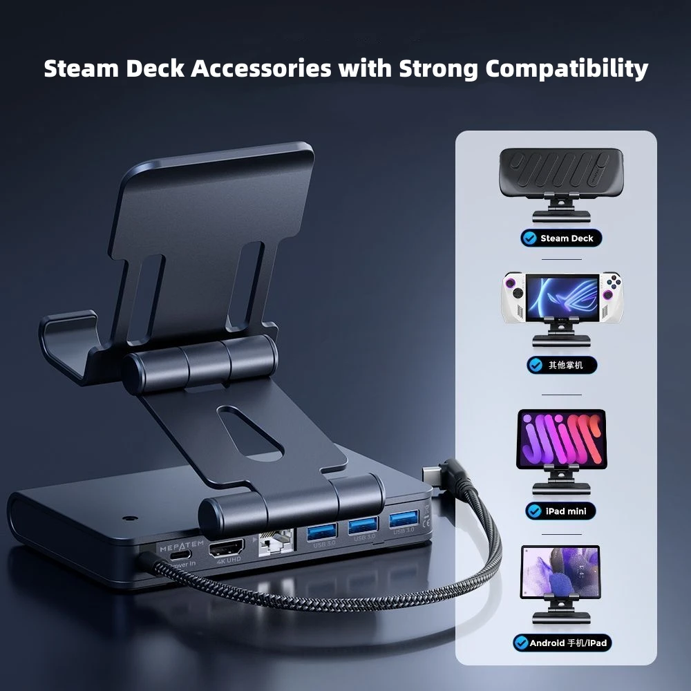 Dock per piattaforma a vapore, Docking Station per piattaforma a vapore 6 in 1 con HDMI 2.0 4K @ 60Hz, Gadget per Base per piattaforma a vapore, accessori per piattaforma a vapore