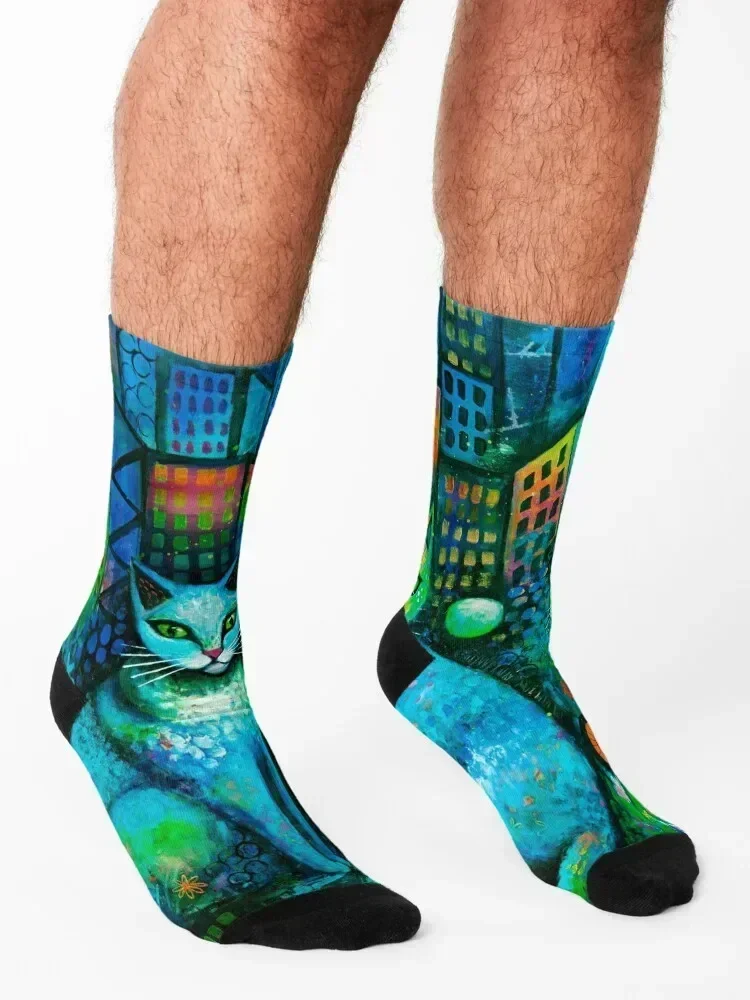 Cats by Moonlight Socks moving stockings football essential Heating sock Socks Women Men's