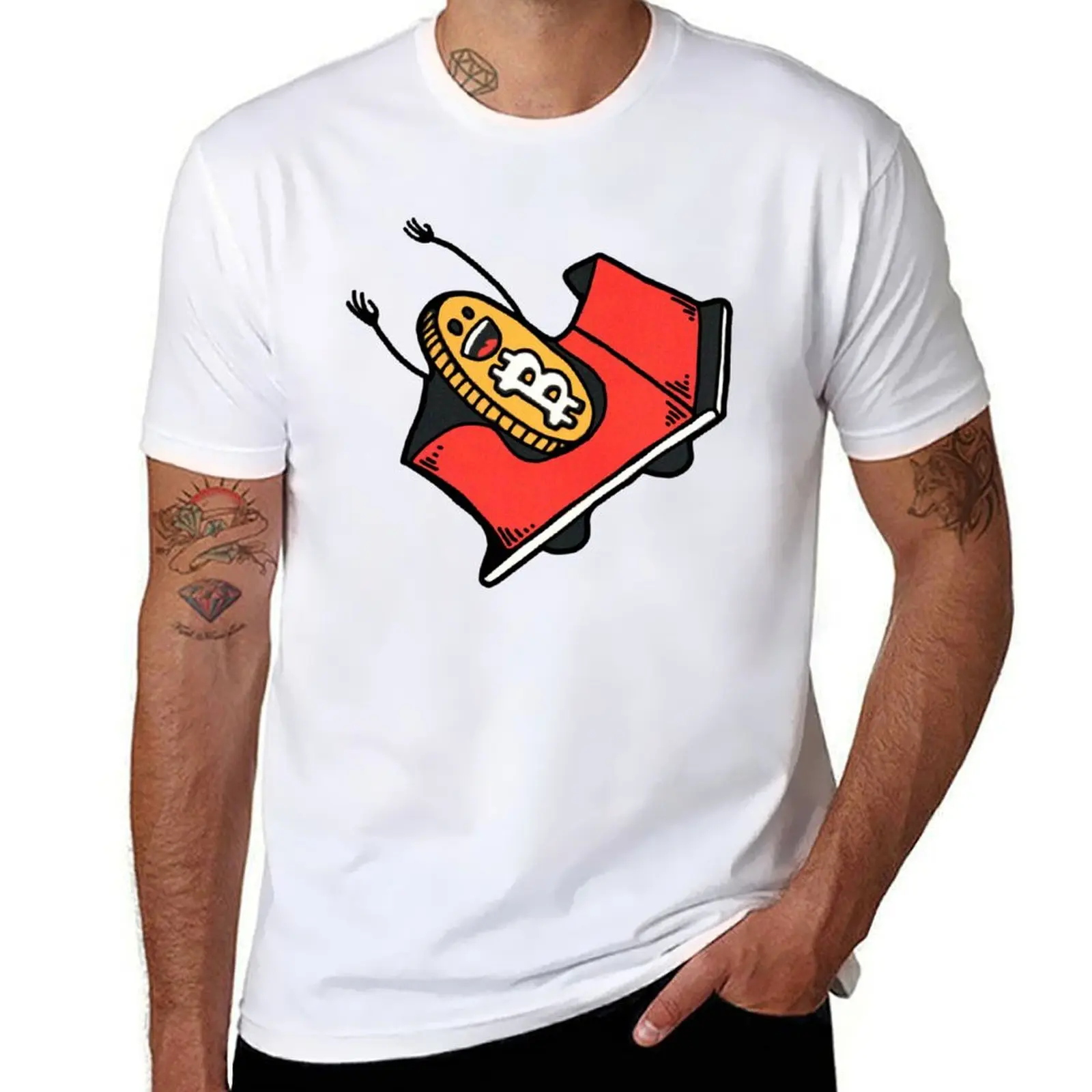 Bitcoin rollercoaster big cartoon T-Shirt Summer Print Short Sleeve Tee