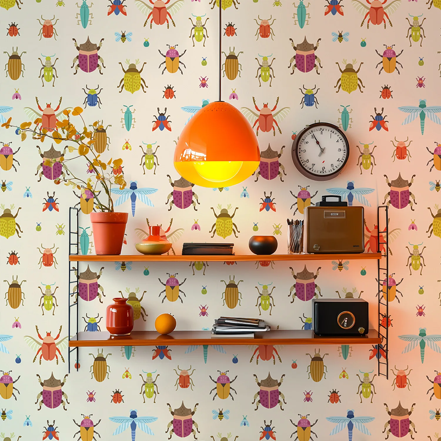 

Винтажные обои с комахами и наклейкой для ванной комнаты, спальни, красочные украшения для дома с жуком, контактная бумага