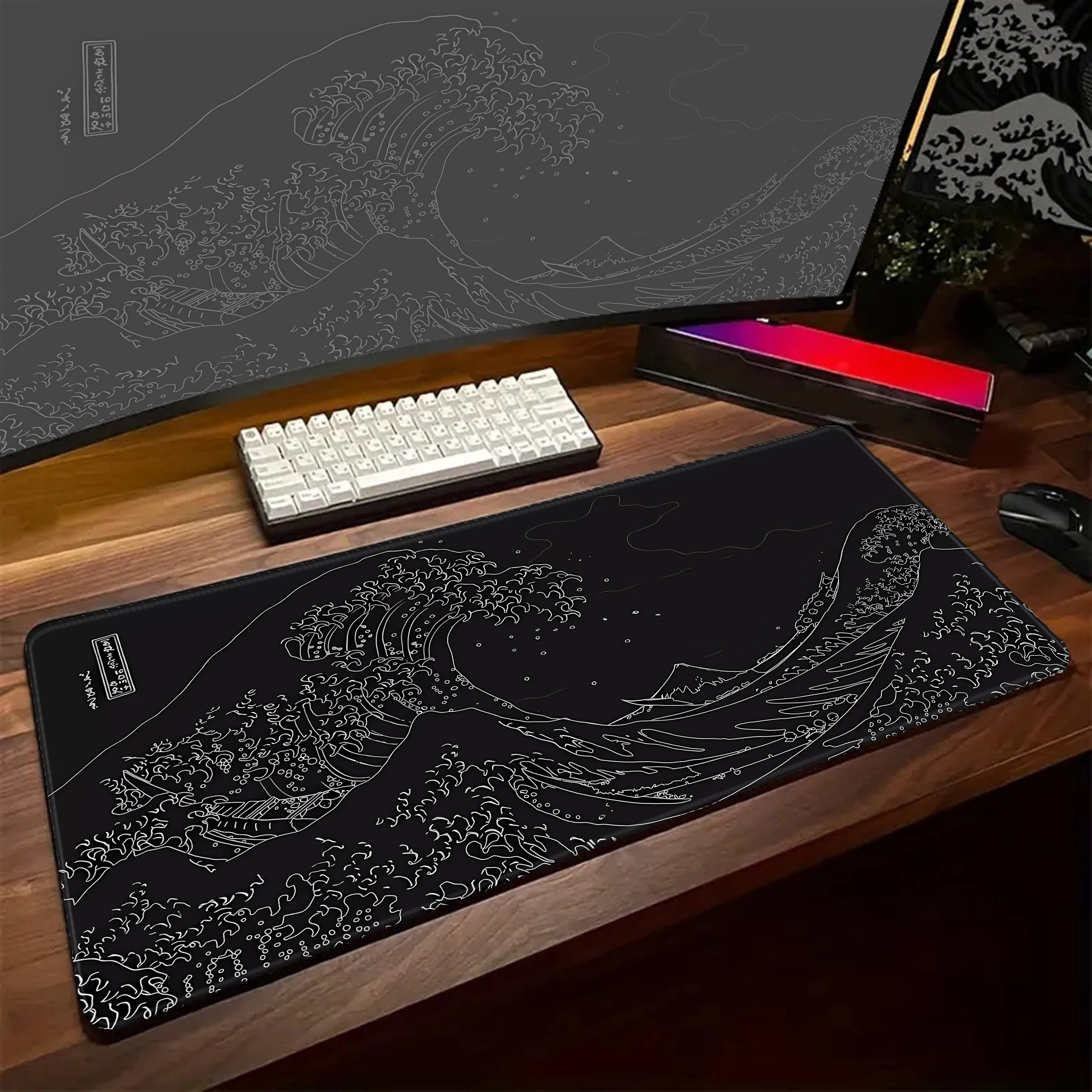 

Japan Black Sea Wave Mousepad Computer Mouse Pad XL Mouse Pad Mouse Mat Gamer Soft Office Keyboard Pads Carpet Table Mat Desktop