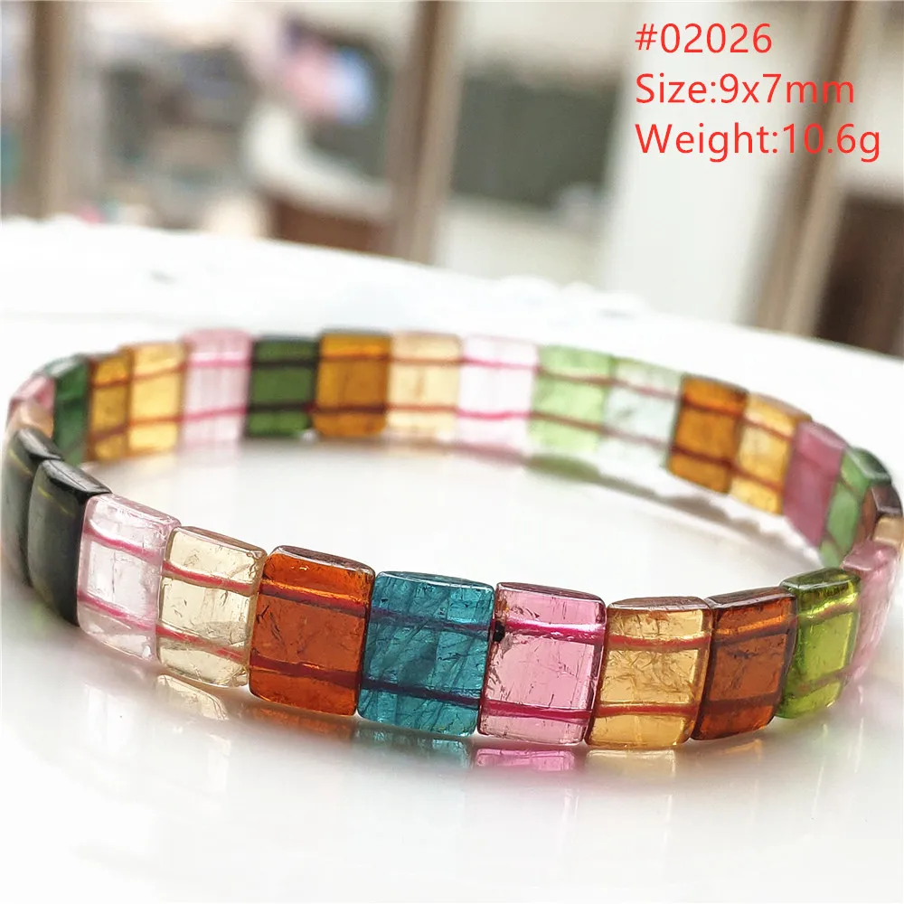 Natural Colorful Tourmaline Bracelet Clear Rectangle Beads Red Yellow Blue Tourmaline Women Jewelry AAAAAAA