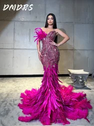 Stately Strapless Prom Dress 2026 Luxurious Mermaid Sleeveless Evening Dress Charming Feather Floor-Length Gown Customized