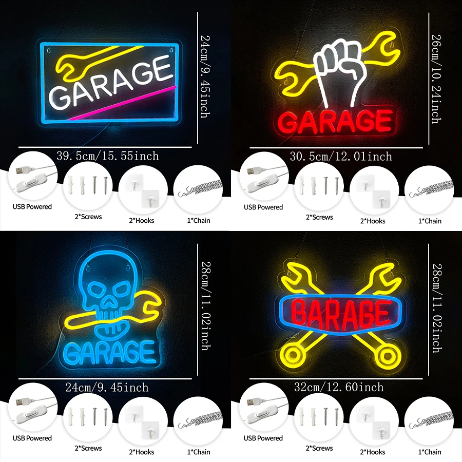 Garage Series Neon Sign For Wall Decor,Led Neon Light For Auto Repair Shop,Workshop,Tool Room,Man Cave,Holiday Gift For Friends
