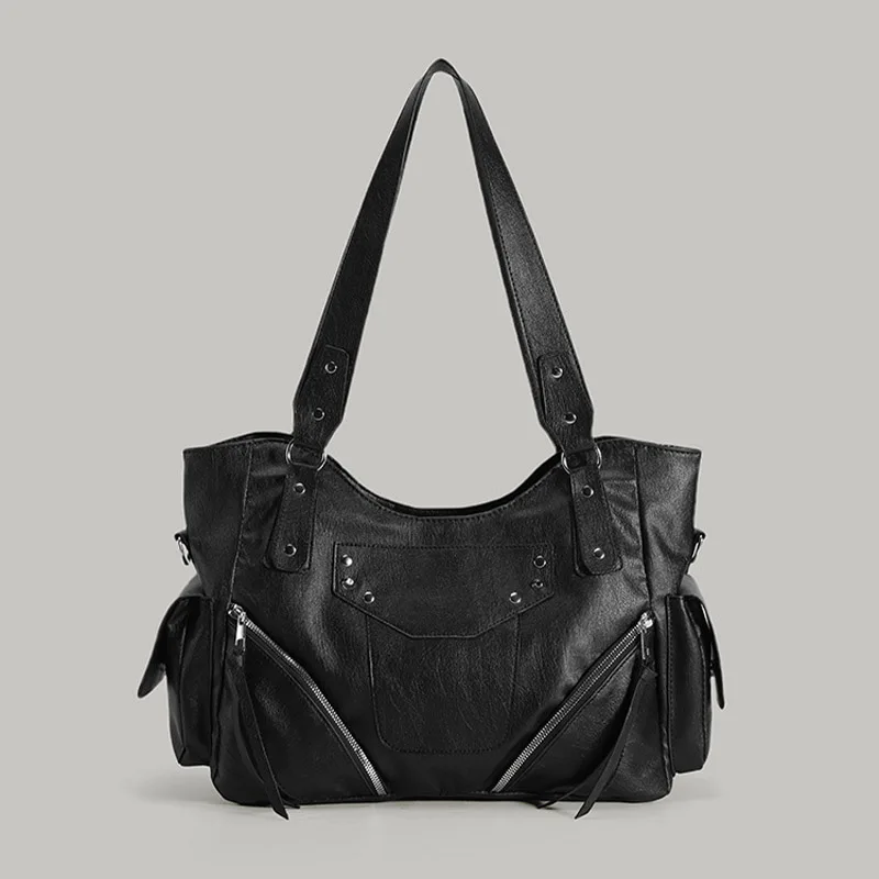 

Sweet Cool Girl Rivet Motorcycle Bag 2025 New Retro Handbag Versatile Commute Single Shoulder Tote Bag for Women