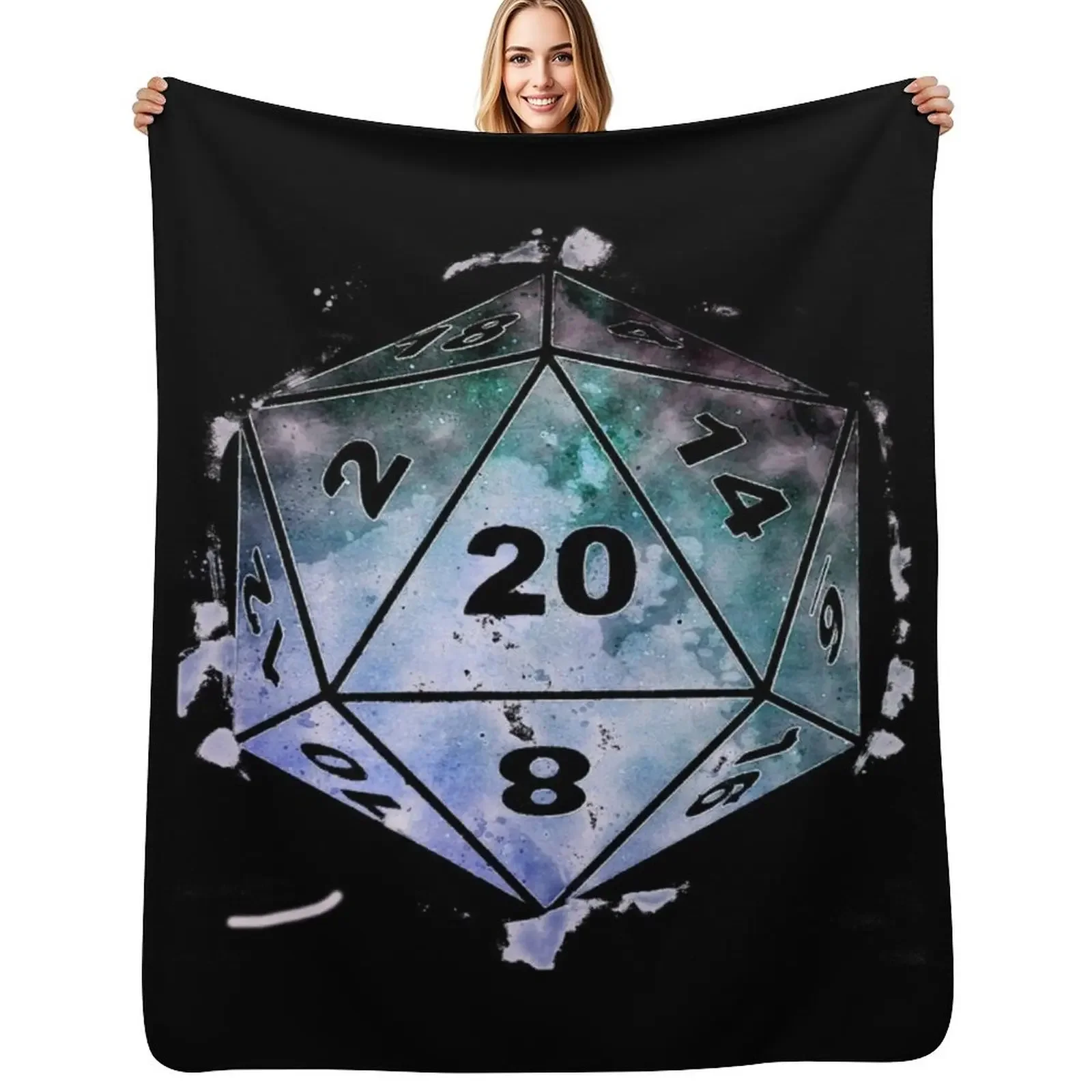 

Galaxy Watercolor Dice D20 Galaxy Critical Roll Throw Blanket Sleeping Bag Decorative Beds warm winter Decorative Throw Blanket