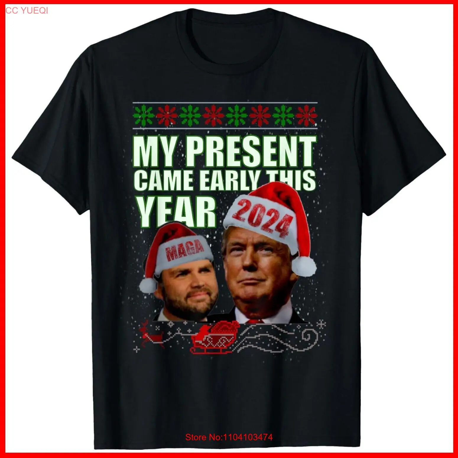 Funny Trump Present Came Early This Year 2024 Black Cotton T-Shirt S-5XL