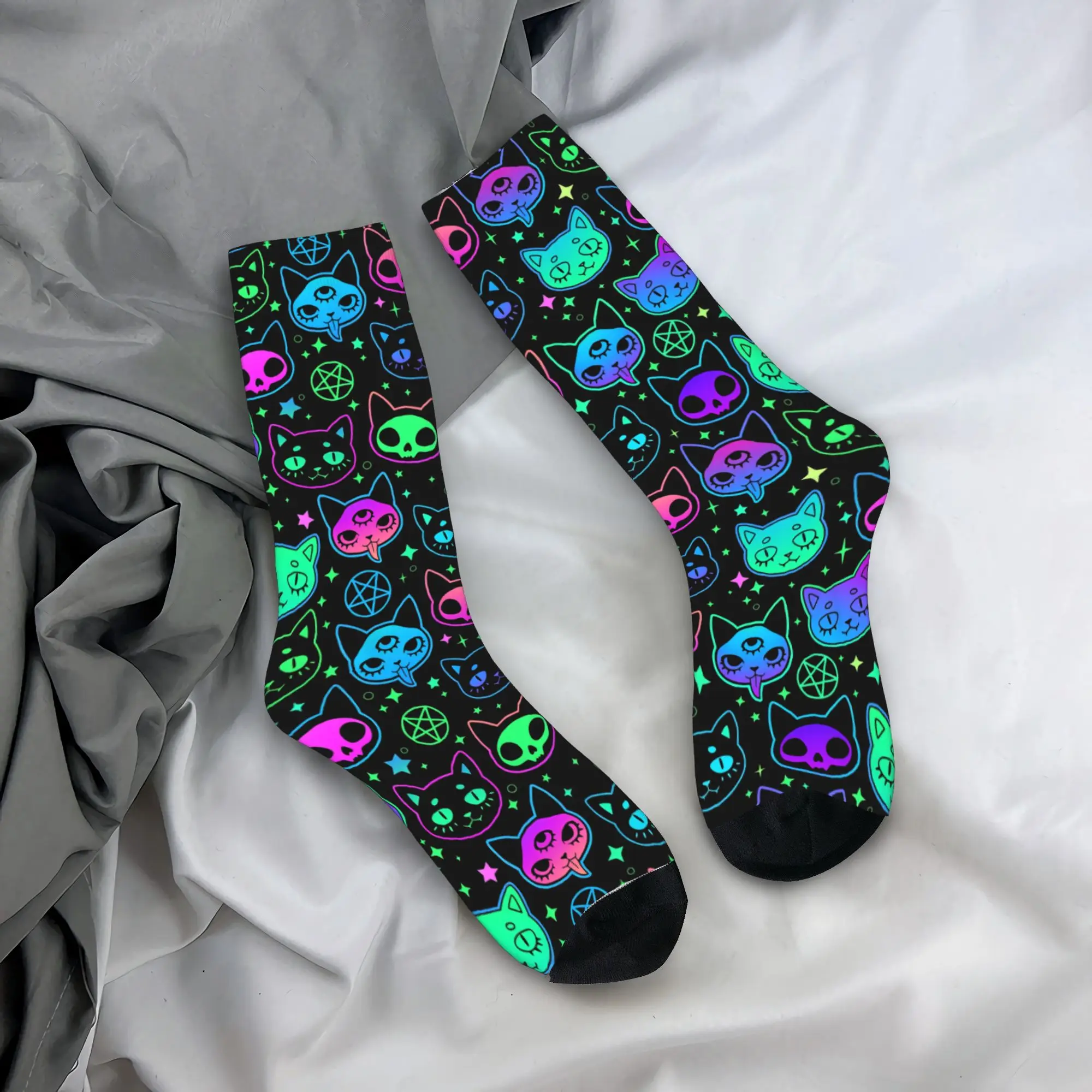 Cute Cartoon Witchcraft Ca Socks  Harajuku Stockings Couple Breathable Skateboard Socks Winter Graphic Non Slip Socks