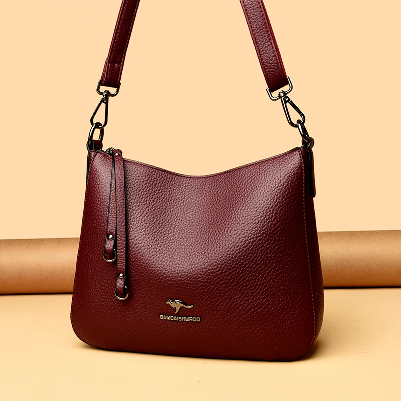 

Кожаная многослойная женская сумка, большая сумка под руку, сумка через плечо на одно плечо, пригородная Sle Faionable, новинка 2025 г.