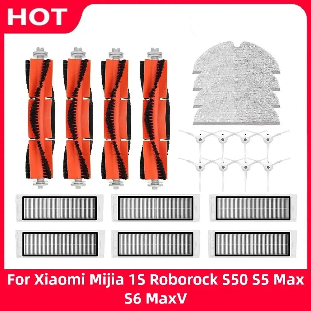 Für xiaomi 1 1s roborock s5 s6 max s6 reines zubehör staubsauger teile wasch bar mopptuch hepa filter haupt bürste seiten bürste