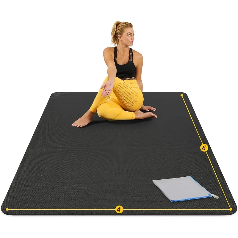 

Large Yoga Mat 6'x4'x8mm Extra Thick, Durable, Eco-Friendly, Non-Slip & Odorless Barefoot Exercise and Premium Fitness Home Gym