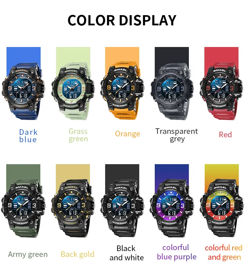 SMAEL 8049 Men's Analog Digital Dual Display Sport Watch - 50M Waterproof LED Backlight Alarm Stopwatch Chronograph Dual Time - view 6